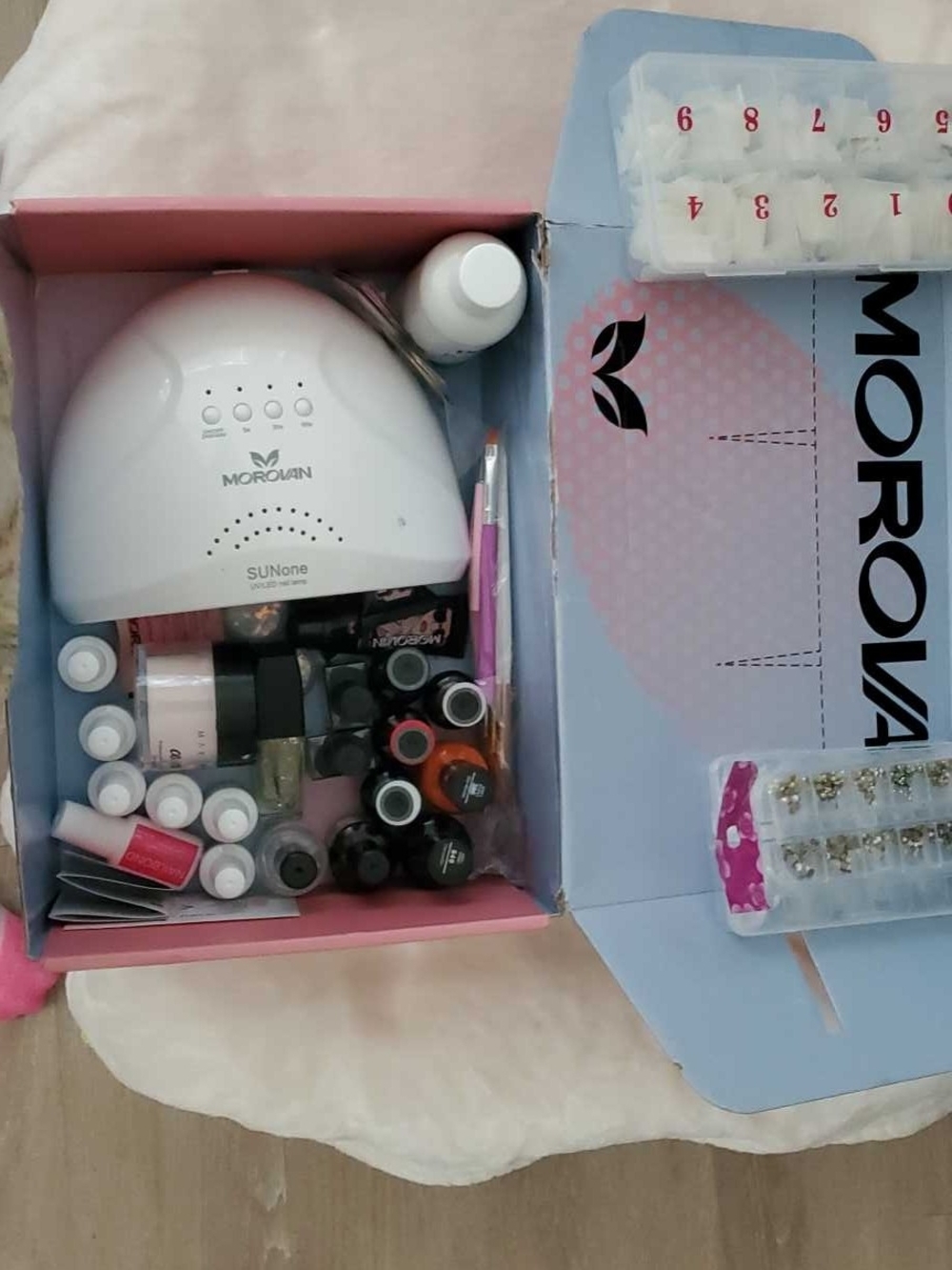White UV LED Nail Lamp with Pink-Accent Gel Nail Kit